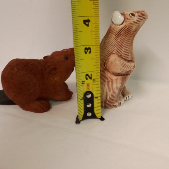 Lot 2 Vintage Beaver Figurines Hand-Painted Solid Resin - Picture 4 of 6